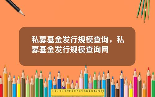 私募基金发行规模查询，私募基金发行规模查询网
