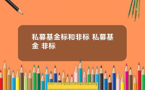 私募基金标和非标 私募基金 非标