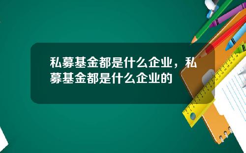 私募基金都是什么企业，私募基金都是什么企业的
