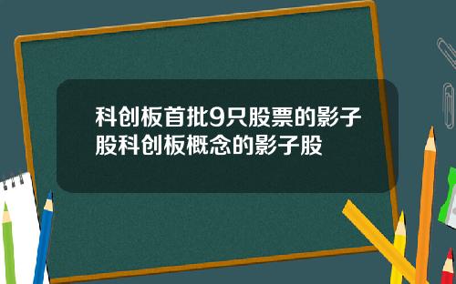 科创板首批9只股票的影子股科创板概念的影子股