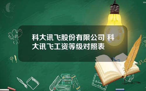 科大讯飞股份有限公司 科大讯飞工资等级对照表
