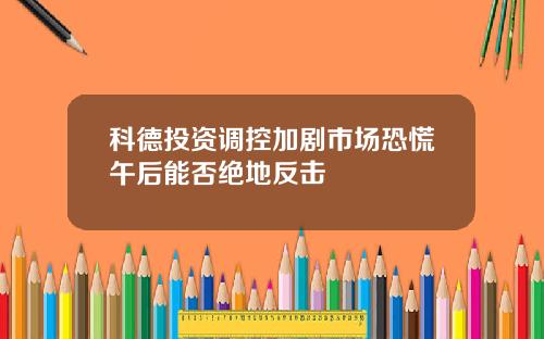 科德投资调控加剧市场恐慌午后能否绝地反击
