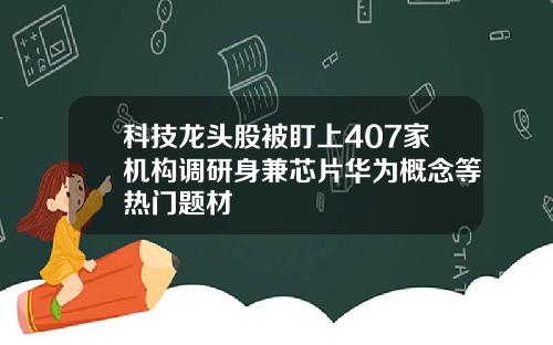 科技龙头股被盯上407家机构调研身兼芯片华为概念等热门题材