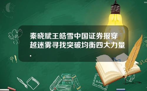 秦晓斌王皓雪中国证券报穿越迷雾寻找突破均衡四大力量.