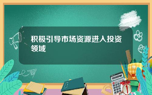 积极引导市场资源进入投资领域