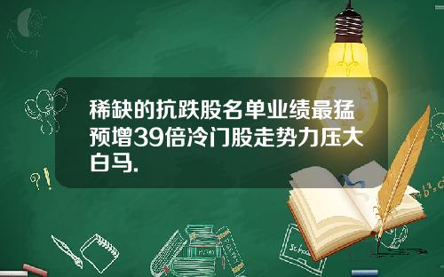 稀缺的抗跌股名单业绩最猛预增39倍冷门股走势力压大白马.