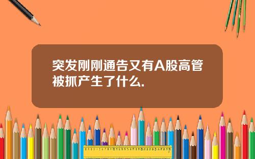 突发刚刚通告又有A股高管被抓产生了什么.