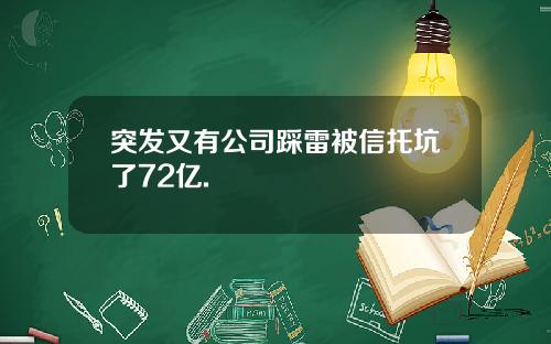 突发又有公司踩雷被信托坑了72亿.