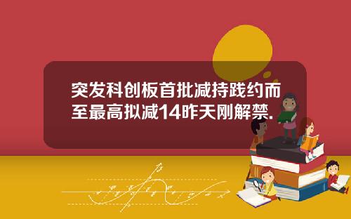 突发科创板首批减持践约而至最高拟减14昨天刚解禁.