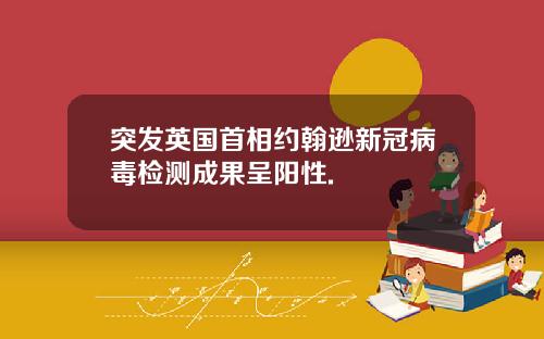 突发英国首相约翰逊新冠病毒检测成果呈阳性.
