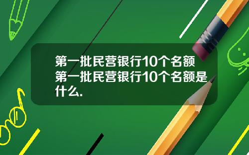 第一批民营银行10个名额第一批民营银行10个名额是什么.