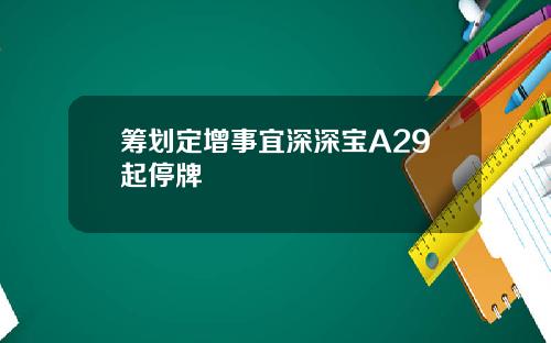 筹划定增事宜深深宝A29起停牌