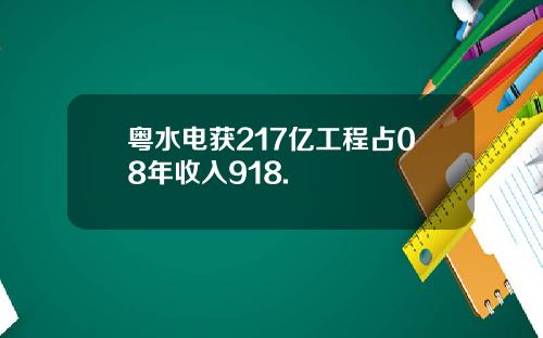 粤水电获217亿工程占08年收入918.