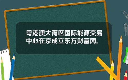 粤港澳大湾区国际能源交易中心在京成立东方财富网.