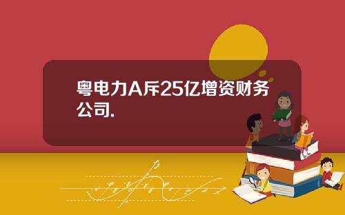 粤电力A斥25亿增资财务公司.