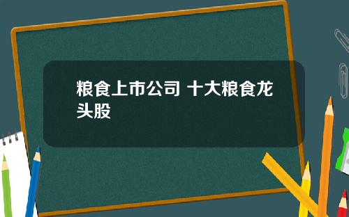 粮食上市公司 十大粮食龙头股