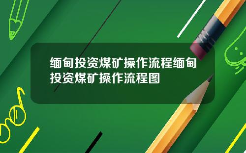 缅甸投资煤矿操作流程缅甸投资煤矿操作流程图