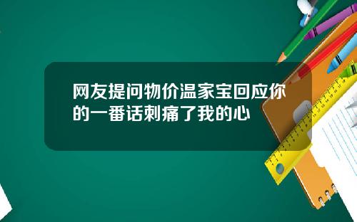 网友提问物价温家宝回应你的一番话刺痛了我的心