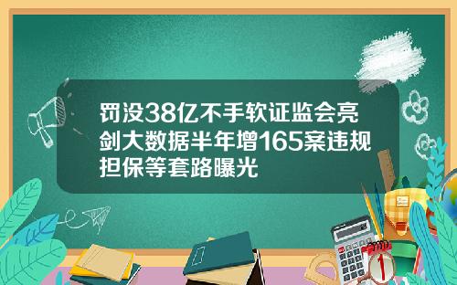 罚没38亿不手软证监会亮剑大数据半年增165案违规担保等套路曝光