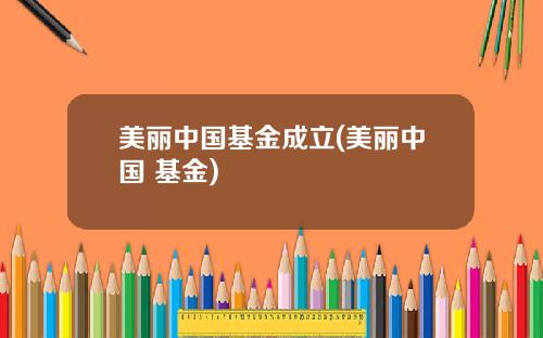 美丽中国基金成立(美丽中国 基金)