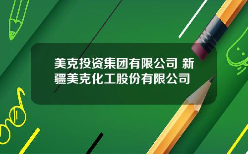 美克投资集团有限公司 新疆美克化工股份有限公司
