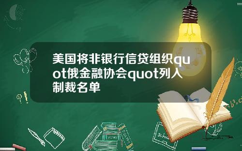 美国将非银行信贷组织quot俄金融协会quot列入制裁名单