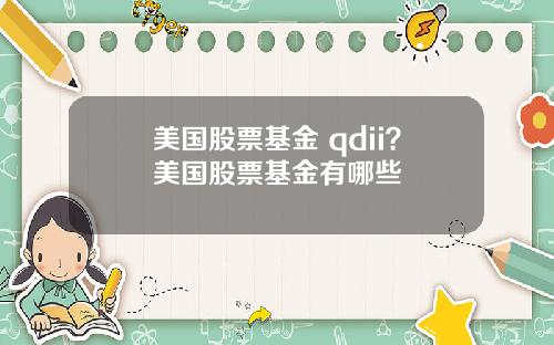 美国股票基金 qdii？美国股票基金有哪些