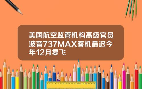 美国航空监管机构高级官员波音737MAX客机最迟今年12月复飞