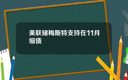 美联储梅斯特支持在11月缩债