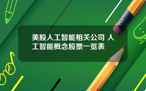 美股人工智能相关公司 人工智能概念股票一览表