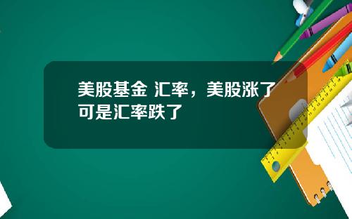 美股基金 汇率，美股涨了可是汇率跌了