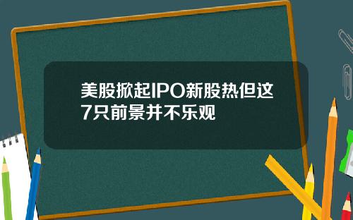 美股掀起IPO新股热但这7只前景并不乐观