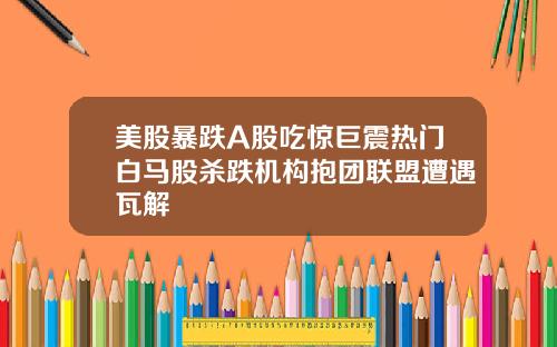 美股暴跌A股吃惊巨震热门白马股杀跌机构抱团联盟遭遇瓦解