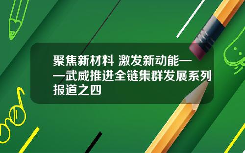 聚焦新材料 激发新动能——武威推进全链集群发展系列报道之四