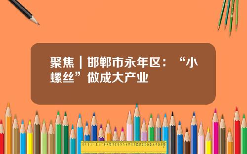 聚焦｜邯郸市永年区：“小螺丝”做成大产业