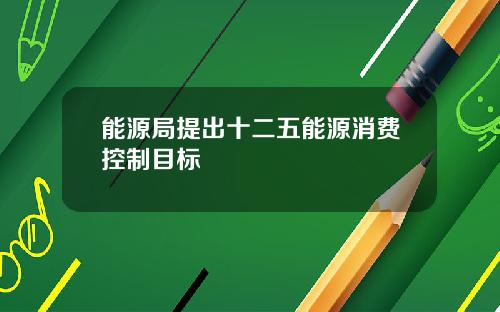 能源局提出十二五能源消费控制目标