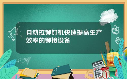 自动拉铆钉机快速提高生产效率的铆接设备