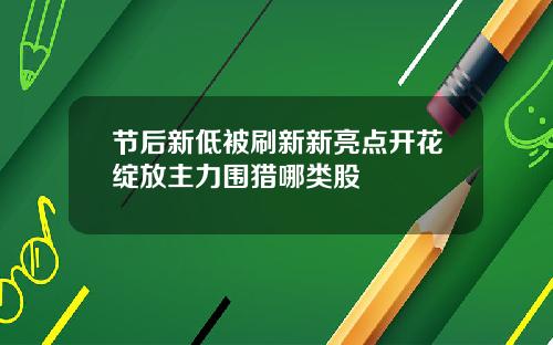 节后新低被刷新新亮点开花绽放主力围猎哪类股