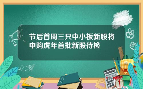 节后首周三只中小板新股将申购虎年首批新股待检