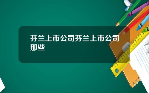 芬兰上市公司芬兰上市公司那些