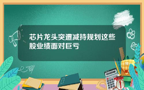 芯片龙头突遭减持规划这些股业绩面对巨亏