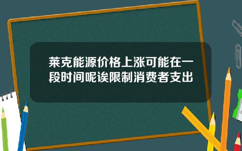 莱克能源价格上涨可能在一段时间呢诶限制消费者支出