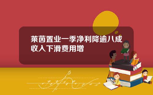 莱茵置业一季净利降逾八成收入下滑费用增