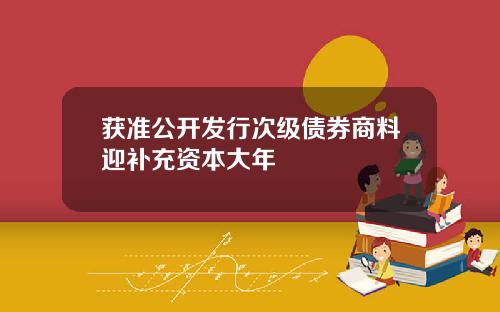 获准公开发行次级债券商料迎补充资本大年