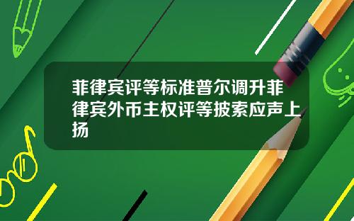 菲律宾评等标准普尔调升菲律宾外币主权评等披索应声上扬
