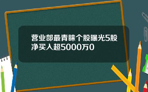 营业部最青睐个股曝光5股净买入超5000万0