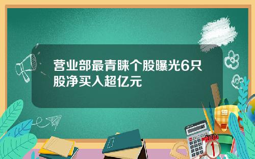 营业部最青睐个股曝光6只股净买入超亿元