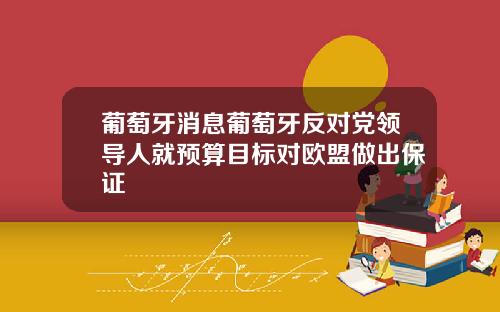 葡萄牙消息葡萄牙反对党领导人就预算目标对欧盟做出保证