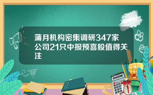 蒲月机构密集调研347家公司21只中报预喜股值得关注
