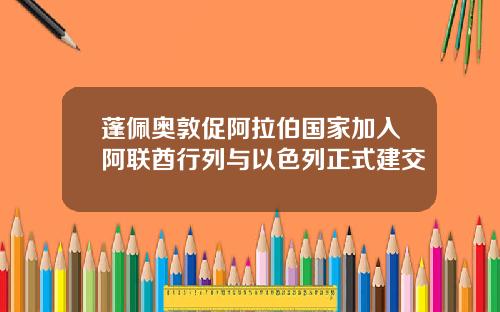 蓬佩奥敦促阿拉伯国家加入阿联酋行列与以色列正式建交